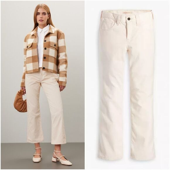 LEVI'S Middy Ankle Bootcut Ribbed Corduroy Flare Leg Trouser Pants Safari Tan 29 - Picture 1 of 10